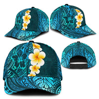 Turquosie Polynesia Classic Cap Plumeria Tropical Leaves With Galaxy Polynesian Art LT14