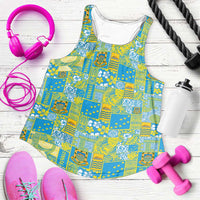 Tuvalu Manuia te Kilisimasi Women Racerback Tank Pacific Patchwork Xmas Vibes - Polynesian Pride