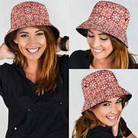 Ulaula Palaka Quilt Hawaii Bucket Hat Hawaiian Tropical Monstera Sea Turtle