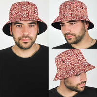 Ulaula Palaka Quilt Hawaii Bucket Hat Hawaiian Tropical Monstera Sea Turtle
