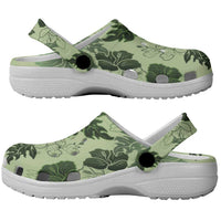 Vesuvian Green Aloha Hawaii Hibiscus Orchid Seamless Clogs Shoes