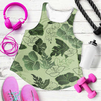 Vesuvian Green Aloha Hawaii Hibiscus Orchid Seamless Women Racerback Tank