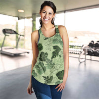 Vesuvian Green Aloha Hawaii Hibiscus Orchid Seamless Women Racerback Tank