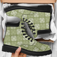 Vesuvian Green Palaka Quilt Hawaii All Season Boots Traditional Hawaii-plaid Pattern - Polynesian Pride