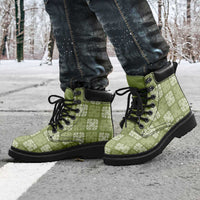 Vesuvian Green Palaka Quilt Hawaii All Season Boots Traditional Hawaii-plaid Pattern - Polynesian Pride