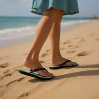 Vesuvian Green Palaka Quilt Hawaii Flip Flops Traditional Hawaii-plaid Pattern - Polynesian Pride