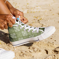 Vesuvian Green Palaka Quilt Hawaii High Top Shoes Traditional Hawaii-plaid Pattern - Polynesian Pride