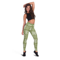 Vesuvian Green Palaka Quilt Hawaii Leggings Traditional Hawaii-plaid Pattern - Polynesian Pride