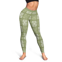 Vesuvian Green Palaka Quilt Hawaii Leggings Traditional Hawaii-plaid Pattern - Polynesian Pride