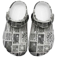 Vintage Aloha Block Quilt Clogs Shoes Black Inspired Lei Motifs - Polynesian Pride