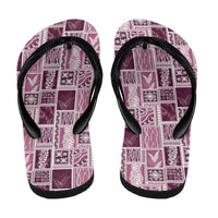 Vintage Aloha Block Quilt Flip Flops Pink Inspired Lei Motifs - Polynesian Pride