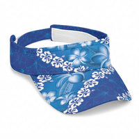 Vintage Blue Polynesia Sun Visor Cap Plumeria With Hibiscus Tropical Vibes LT14 Universal Fit Blue - Polynesian Pride