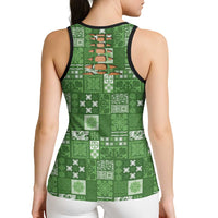 Vintage Hawaiian Quilting Patterns Hollow Tank Top Green Style Tribal Fabric Patchwork - Polynesian Pride