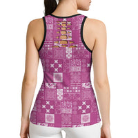 Vintage Hawaiian Quilting Patterns Hollow Tank Top Pink Style Tribal Fabric Patchwork - Polynesian Pride