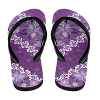 Vintage Purple Polynesia Flip Flops Plumeria Hibiscus Tropical Vibes - Polynesian Pride