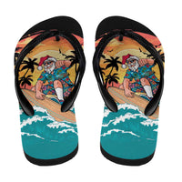 Vintage Santa Claus Surfing Summer Flip Flops Mele Kalikimaka i Iulai!