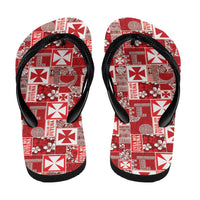Wallis Et Futuna Kilisimasi Fiefia Flip Flops Pacific Patchwork Xmas Vibes - Polynesian Pride