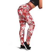 Wallis Et Futuna Kilisimasi Fiefia Leggings Pacific Patchwork Xmas Vibes - Polynesian Pride