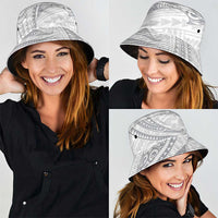 White Sunday Lotu Tamaiti Bucket Hat Polynesian Wave Pastel Gray - Polynesian Pride