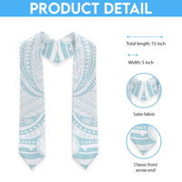 White Sunday Lotu Tamaiti Graduation Stole Polynesian Wave Pastel Cyan - Polynesian Pride