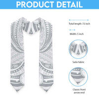 White Sunday Lotu Tamaiti Graduation Stole Polynesian Wave Pastel Gray - Polynesian Pride