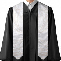 White Sunday Lotu Tamaiti Graduation Stole Polynesian Wave Pastel Nude - Polynesian Pride