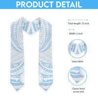 White Sunday Lotu Tamaiti Graduation Stole Polynesian Wave Pastel Sky Blue - Polynesian Pride