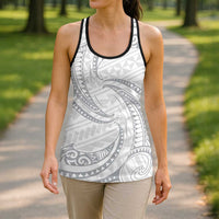 White Sunday Lotu Tamaiti Hollow Tank Top Polynesian Wave Pastel Gray - Polynesian Pride