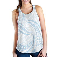 White Sunday Lotu Tamaiti Women Racerback Tank Polynesian Wave Pastel Sky Blue - Polynesian Pride