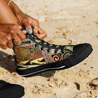 Yellow Aotearoa Kowhaiwhai Pattern High Top Shoes NZ Maori Quilt Style - Polynesian Pride