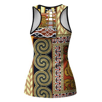 Yellow Aotearoa Kowhaiwhai Pattern Hollow Tank Top NZ Maori Quilt Style LT14 - Polynesian Pride