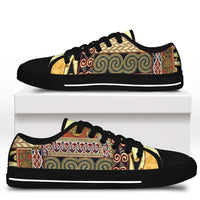 Yellow Aotearoa Kowhaiwhai Pattern Low Top Shoes NZ Maori Quilt Style - Polynesian Pride