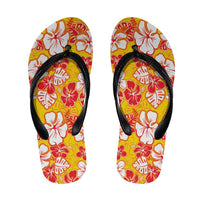 Yellow Hawaii Hibiscus Flip Flops Tropical Flowers Seamless Pattern - Polynesian Pride