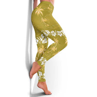 Yellow Hawaii Palm Tree Hibiscus Leggings Fantasy Summer Vibe LT01 - Polynesian Pride