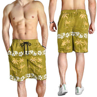 Yellow Hawaii Palm Tree Hibiscus Shorts for Men Fantasy Summer Vibe LT01 - Polynesian Pride