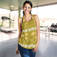 Yellow Hawaii Palm Tree Hibiscus Women Racerback Tank Fantasy Summer Vibe LT01 - Polynesian Pride