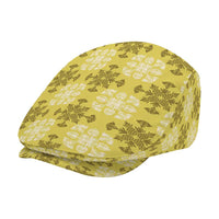Yellow Hawaiian Quilt Jeff Hat Hawaii Pineapple Monstera Palaka Motifs - Polynesian Pride
