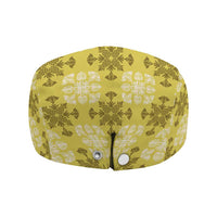 Yellow Hawaiian Quilt Jeff Hat Hawaii Pineapple Monstera Palaka Motifs - Polynesian Pride