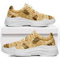 Yellow Palaka Hawaii Cowboy Chunky Sneakers Puakenikeni Lei Paniolo Papale Seamless Vibes - Polynesian Pride