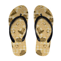 Yellow Palaka Hawaii Cowboy Flip Flops Puakenikeni Lei Paniolo Papale Seamless Vibes - Polynesian Pride