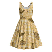 Yellow Palaka Hawaii Cowboy Midi Dress Puakenikeni Lei Paniolo Papale Seamless Vibes - Polynesian Pride