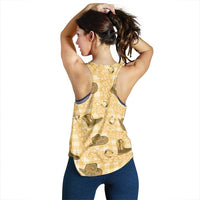 Yellow Palaka Hawaii Cowboy Women Racerback Tank Puakenikeni Lei Paniolo Papale Seamless Vibes - Polynesian Pride