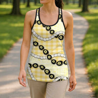Yellow Palaka Hawaii Hollow Tank Top Kukui Nut Pikake Lei Hawaiian Tapa Pattern - Polynesian Pride