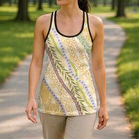 Yellow Palaka Hawaii Leis Hollow Tank Top Hawaiian-plaid Elegant Tropical Vibes - Polynesian Pride