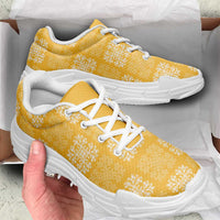 Yellow Palaka Quilt Hawaii Chunky Sneakers Traditional Hawaii-plaid Pattern - Polynesian Pride