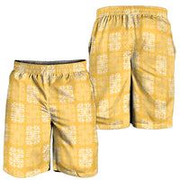 Yellow Palaka Quilt Hawaii Shorts for Men Traditional Hawaii-plaid Pattern - Polynesian Pride