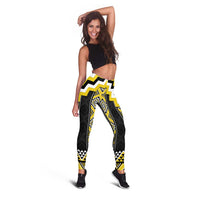 Yellow Taniko Aotearoa Leggings Niho Taniwha Mix Poutama LT14