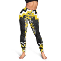 Yellow Taniko Aotearoa Leggings Niho Taniwha Mix Poutama LT14