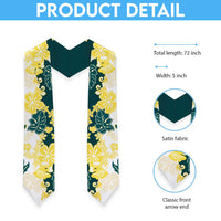Yelow Teal Hibiscus Plumeria Floral Graduation Stole