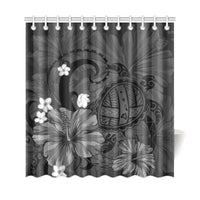 Hawaii Turtle Poly Tribal Gray Shower Curtain - Polynesian Pride